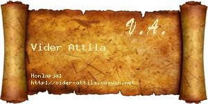 Vider Attila névjegykártya